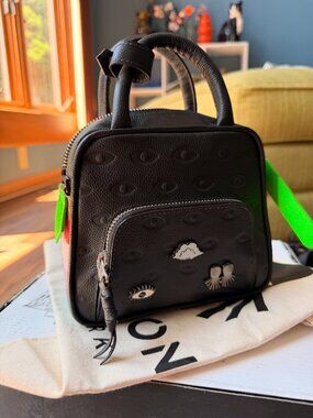 Min & Mon New York rare Marino Mini Black Cosmic Journey leather handbag